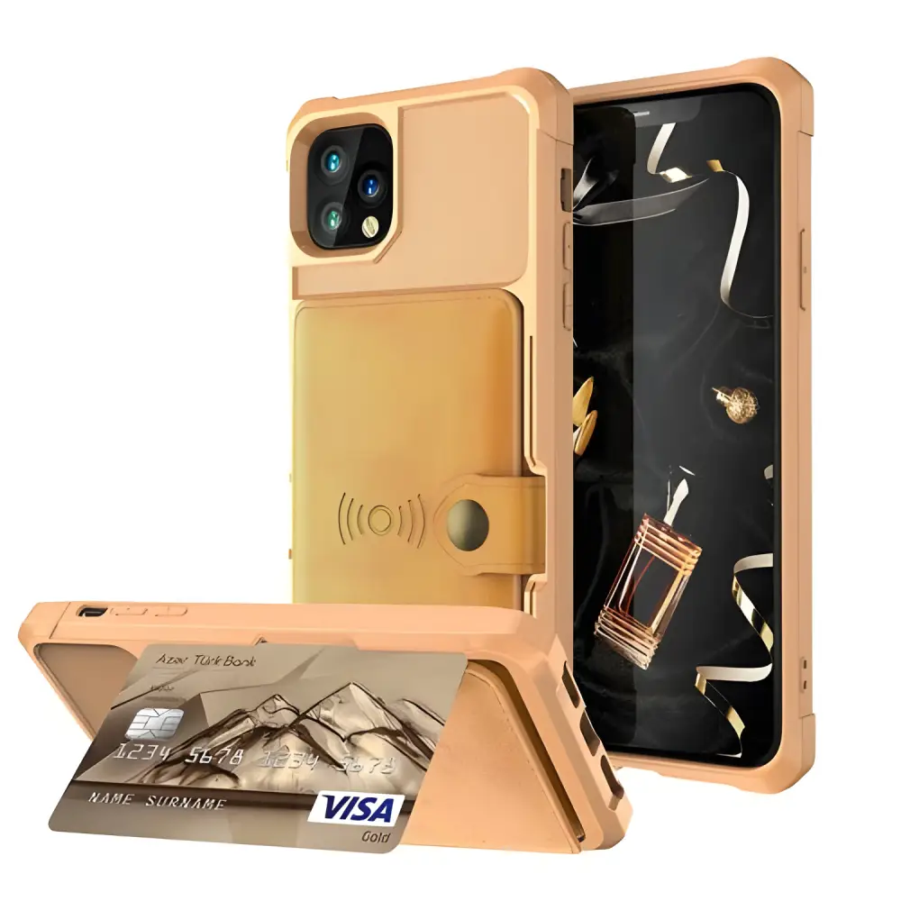 Gold iPhone 13 Pro Max Wallet Cases SOLD with card holder and magnetic leather wallet