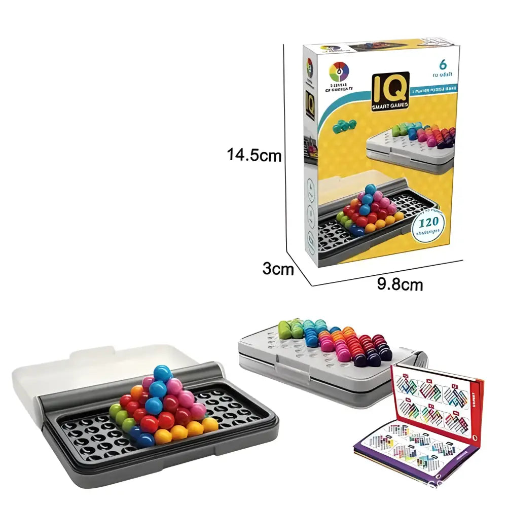 IQ Fit Brain Teaser Puzzle Board Game featuring a classic pyramid plate design