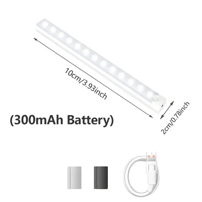 Iralan Sensor LED Cabinet Lights showing LED light bar with charging cable for easy use