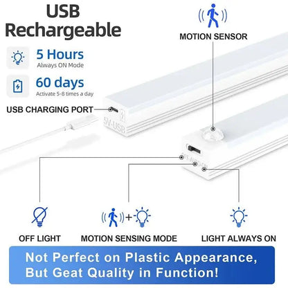 Iralan Sensor LED Cabinet Lights USB rechargeable light bar with motion sensor