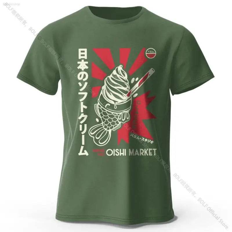 Japanese Foodie Print Cotton T-Shirt, Soft & Breathable Tee - Estalios