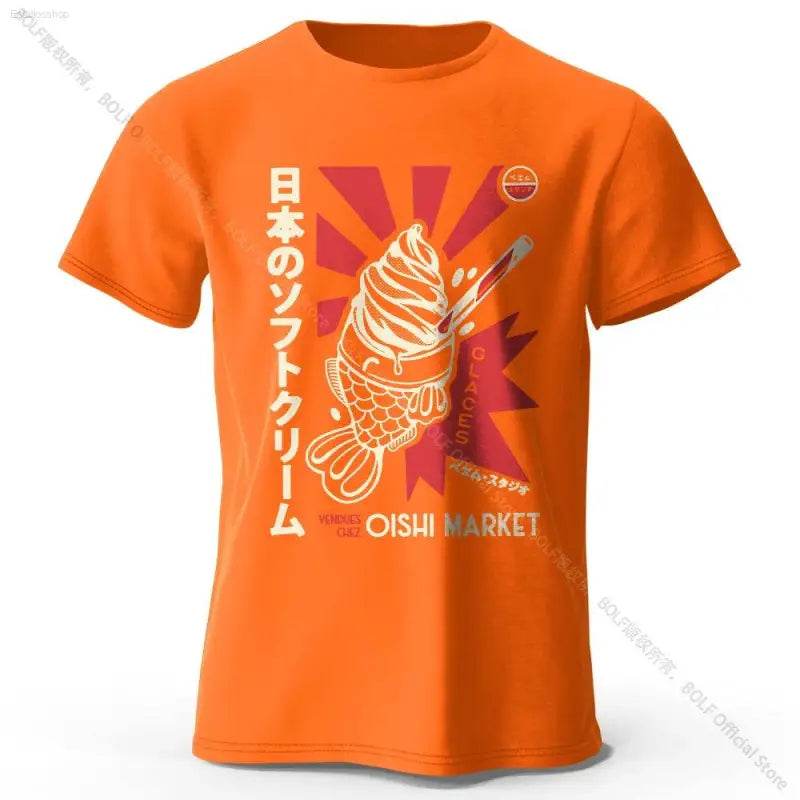 Japanese Foodie Print Cotton T-Shirt, Soft & Breathable Tee - Estalios