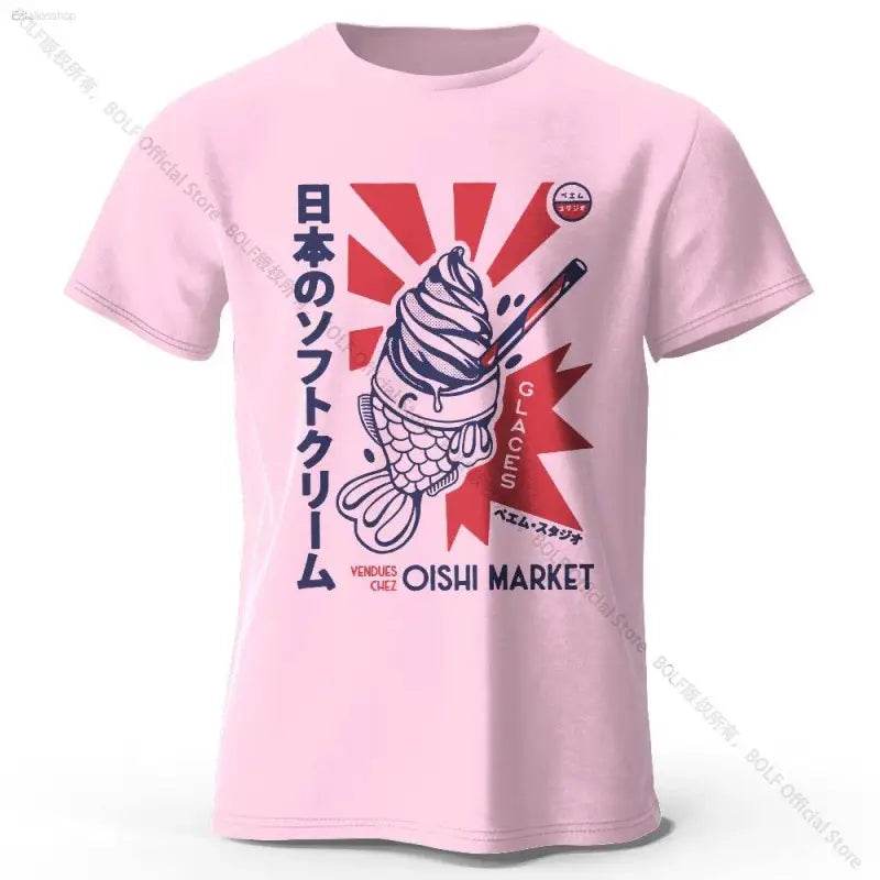 Japanese Foodie Print Cotton T-Shirt, Soft & Breathable Tee - Estalios