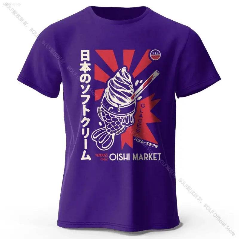 Japanese Foodie Print Cotton T-Shirt, Soft & Breathable Tee - Estalios