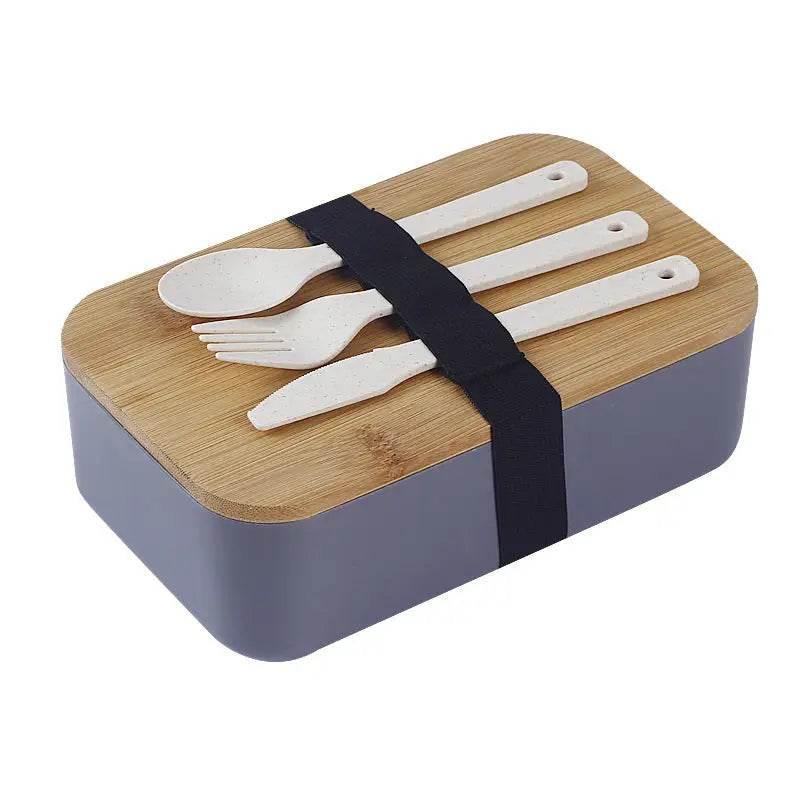 Japanese Style Bamboo Lid Sealed Bento Box with Tableware - Estalios