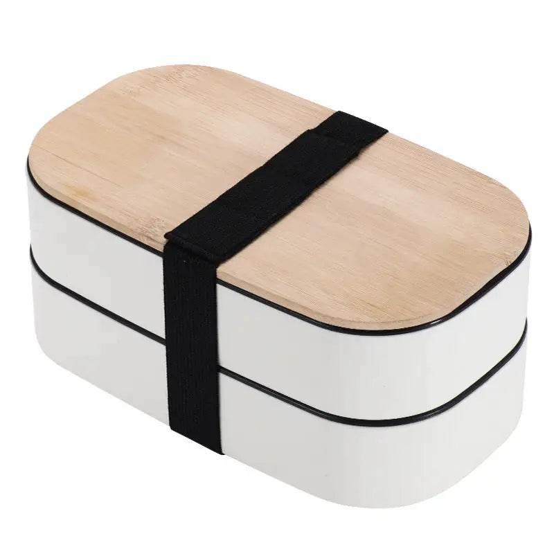 Japanese Style Bamboo Lid Sealed Bento Box with Tableware - Estalios