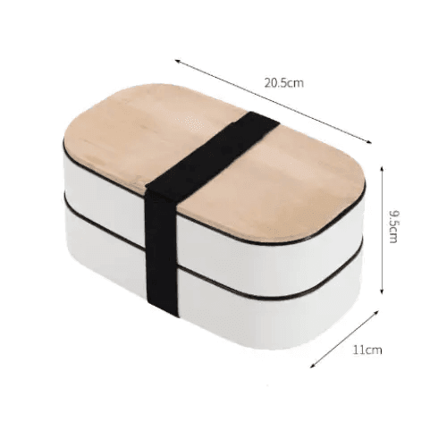 Japanese Style Bamboo Lid Sealed Bento Box with Tableware - Estalios