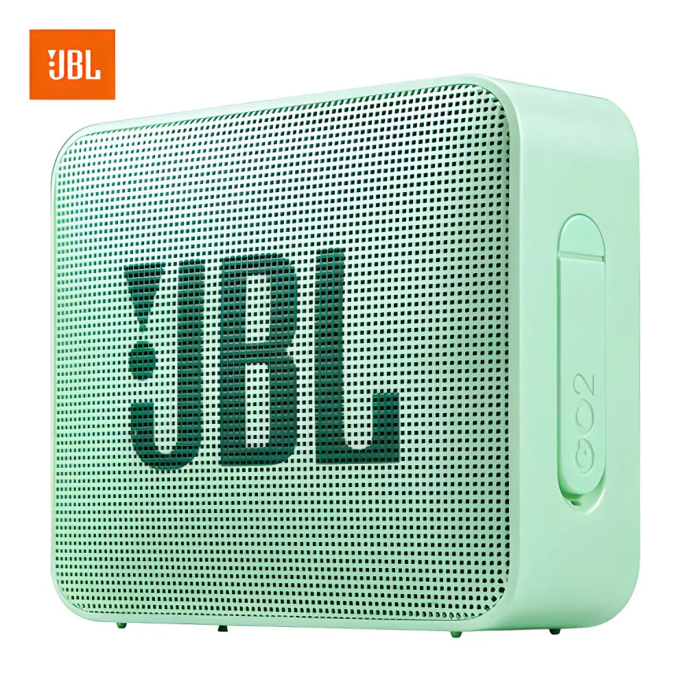 Mint green JBL GO2 IPX7 waterproof wireless speaker perfect for on-the-go vibes