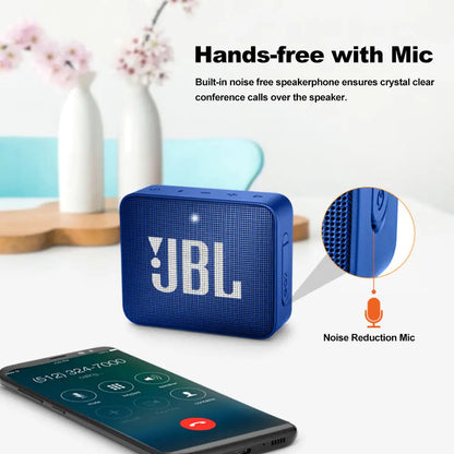 Blue JBL speaker for JBL GO2 IPX7 waterproof wireless sound on the go