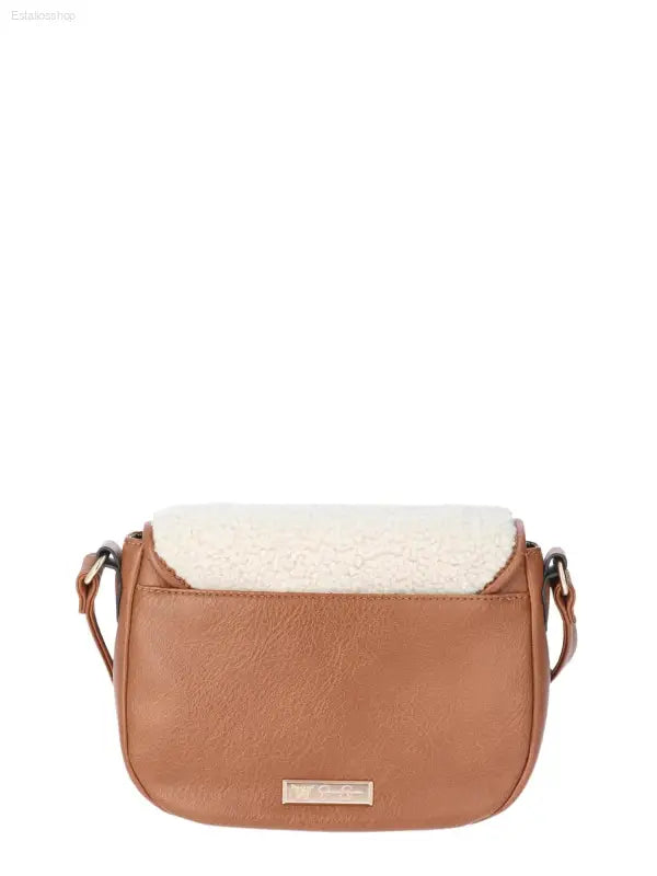 Jessica Simpson Jessie Crossbody Handbag in Cognac with Faux Shearling - Chic and Versatile! - Estalios