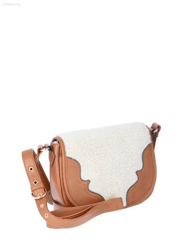 Jessica Simpson Jessie Crossbody Handbag in Cognac with Faux Shearling - Chic and Versatile! - Estalios