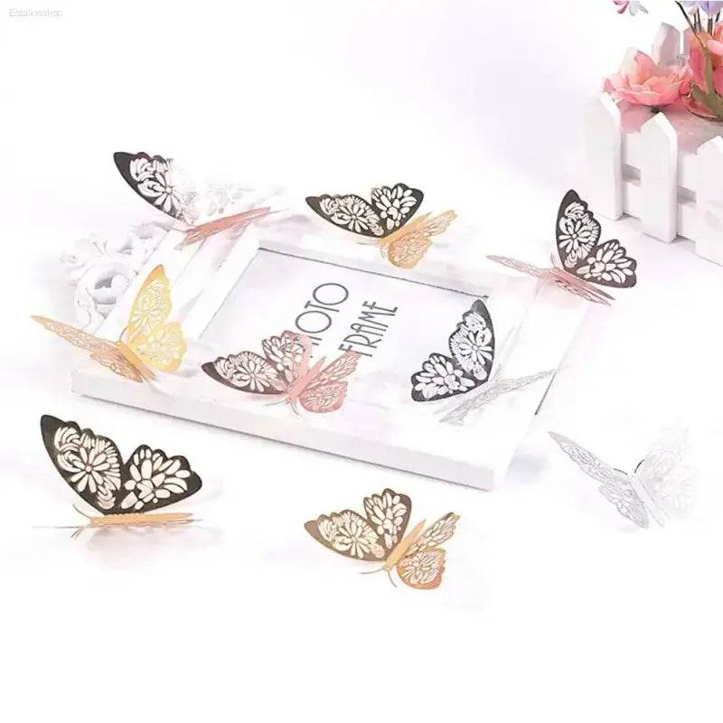 JJYY 12Pcs 3D Hollow Butterfly Wall Stickers for Home Decor - Estalios