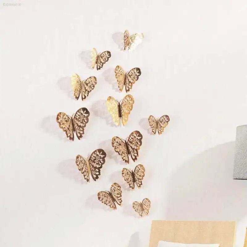 JJYY 12Pcs 3D Hollow Butterfly Wall Stickers for Home Decor - Estalios