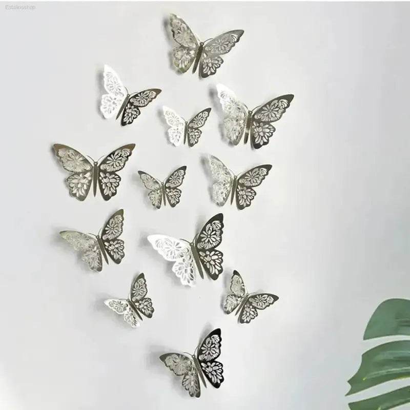 JJYY 12Pcs 3D Hollow Butterfly Wall Stickers for Home Decor - Estalios