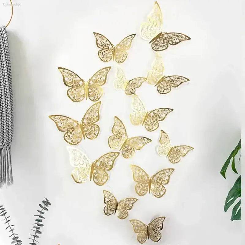 JJYY 12Pcs 3D Hollow Butterfly Wall Stickers for Home Decor - Estalios