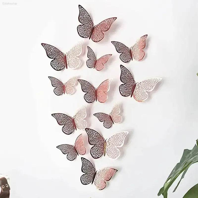 JJYY 12Pcs 3D Hollow Butterfly Wall Stickers for Home Decor - Estalios