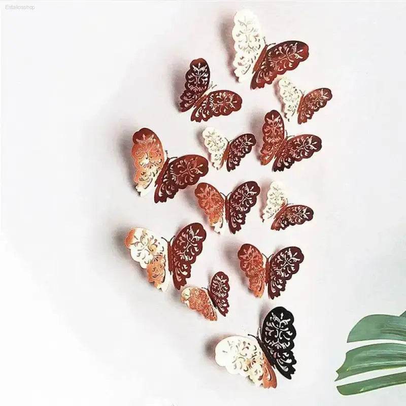 JJYY 12Pcs 3D Hollow Butterfly Wall Stickers for Home Decor - Estalios