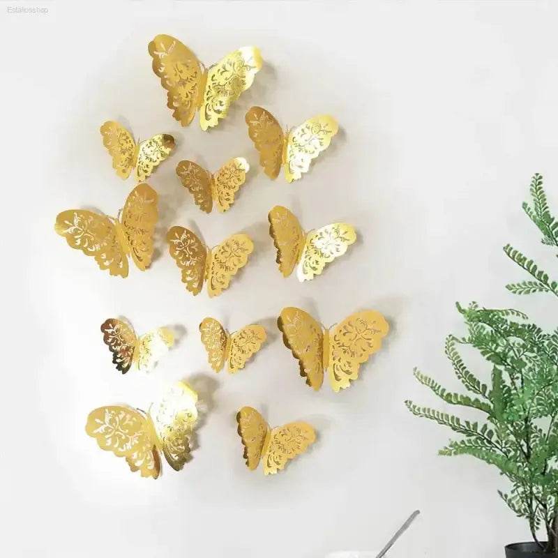 JJYY 12Pcs 3D Hollow Butterfly Wall Stickers for Home Decor - Estalios