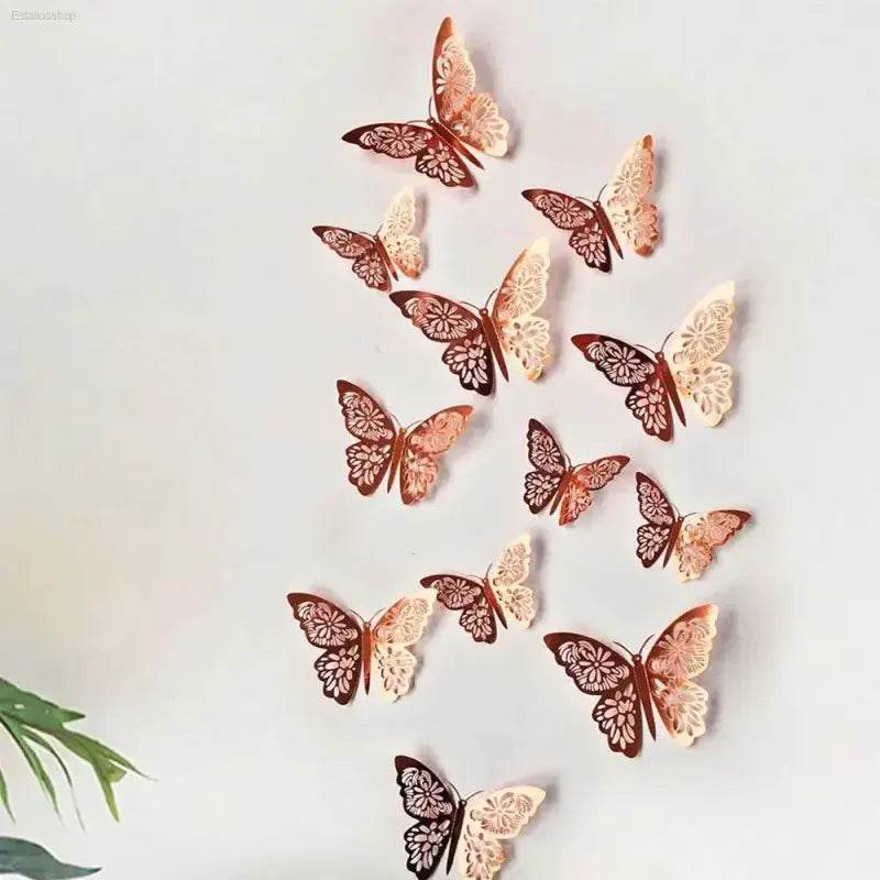 JJYY 12Pcs 3D Hollow Butterfly Wall Stickers for Home Decor - Estalios