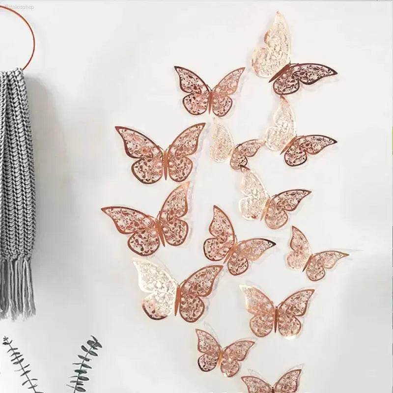 JJYY 12Pcs 3D Hollow Butterfly Wall Stickers for Home Decor - Estalios