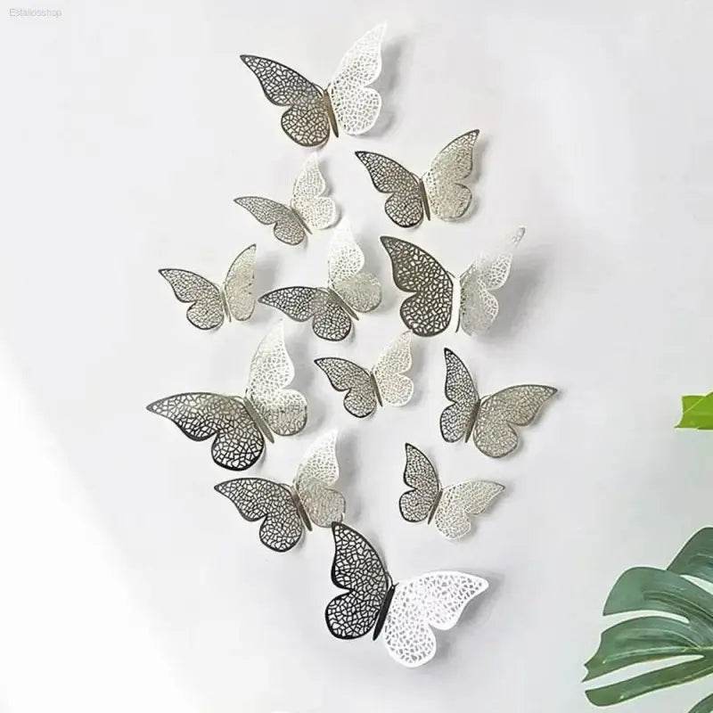 JJYY 12Pcs 3D Hollow Butterfly Wall Stickers for Home Decor - Estalios