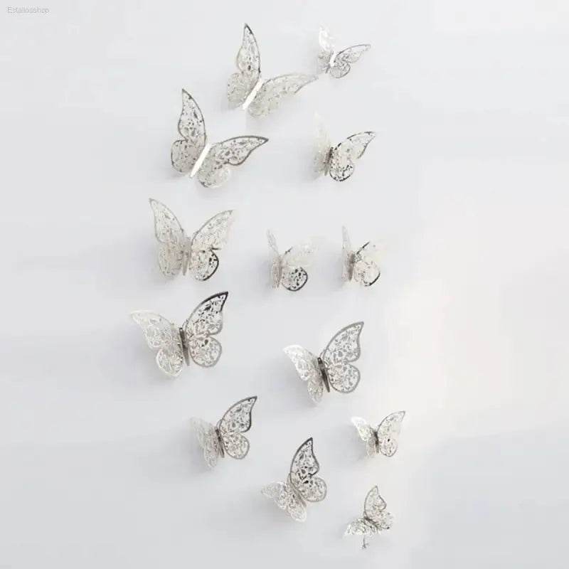 JJYY 12Pcs 3D Hollow Butterfly Wall Stickers for Home Decor - Estalios