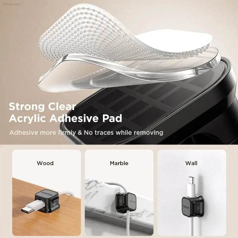 Joyroom Magnetic Cable Clips - Adjustable Cord Holder for Under-Desk Cable Management & Organization - Estalios
