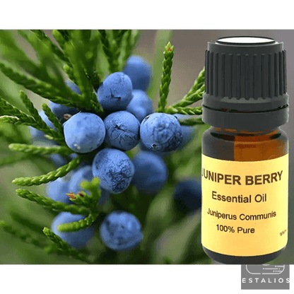 Pure Juniper Berry Essential Oil in Brown Glass Bottle - Estalios