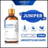 Juniper essential oil in a brown glass bottle.