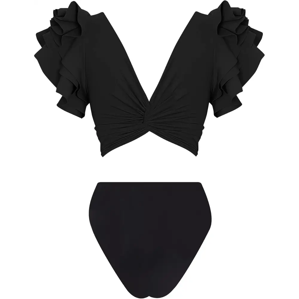 Black Sizzling Kai Two Piece Swimsuit perfect for summer fun and beach vibes