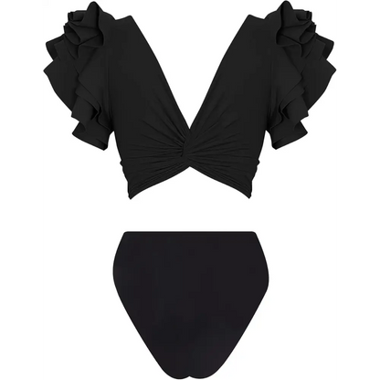 Black Sizzling Kai Two Piece Swimsuit perfect for summer fun and beach vibes