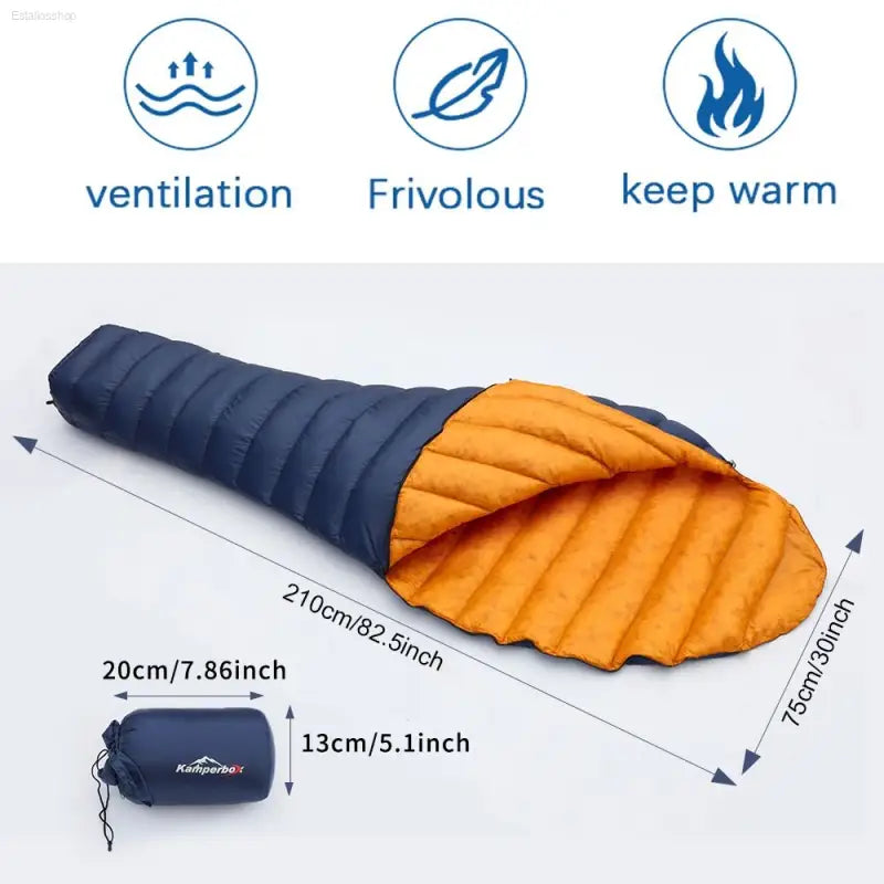 Kamperbox Ultra Light Down Sleeping Bag with Windproof and Waterproof Features for Outdoor Camping and Travel - EstaliosShop