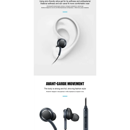 Black wired earbuds for Killer Noise Cancelling on Samsung Galaxy S23 and Galaxy S21