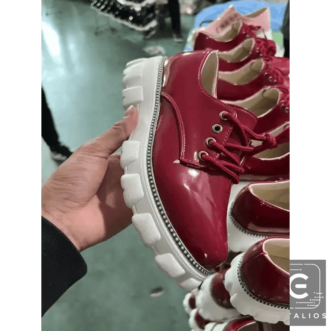 Strut in Style: Burgundy & Black Patent Leather Platforms for Comfort - Estalios