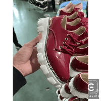 Strut in Style: Burgundy & Black Patent Leather Platforms for Comfort - Estalios