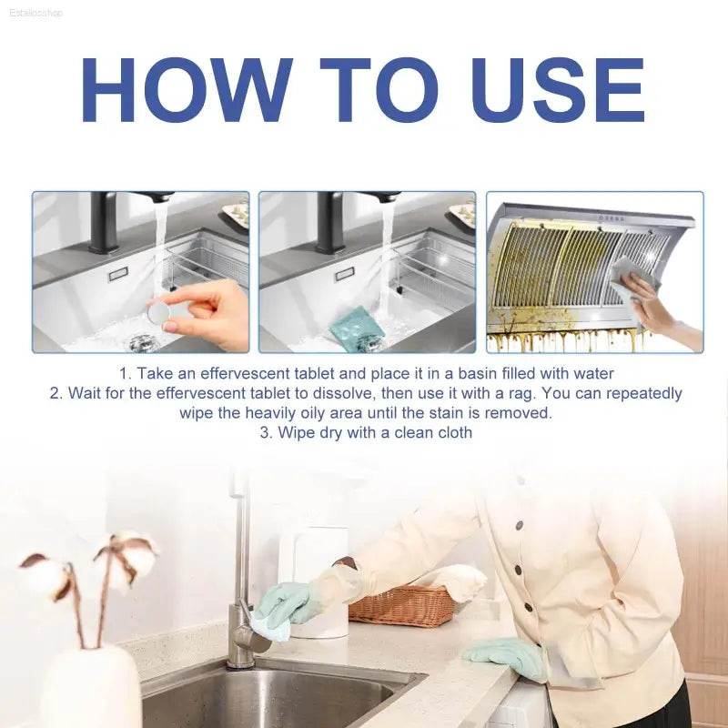 Kitchen Cleaning Effervescent Tablets For Stubborn Dirt - Estalios