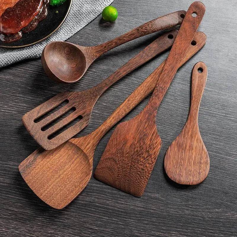 Kitchen Utensils Set Non-Stick Wooden Handle Cooking Tools - Estalios