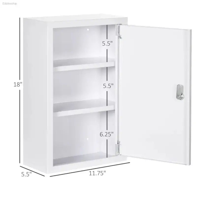 Kleankin Lockable Medicine Cabinet with Three Shelves for Organized Bathroom Storage - EstaliosShop