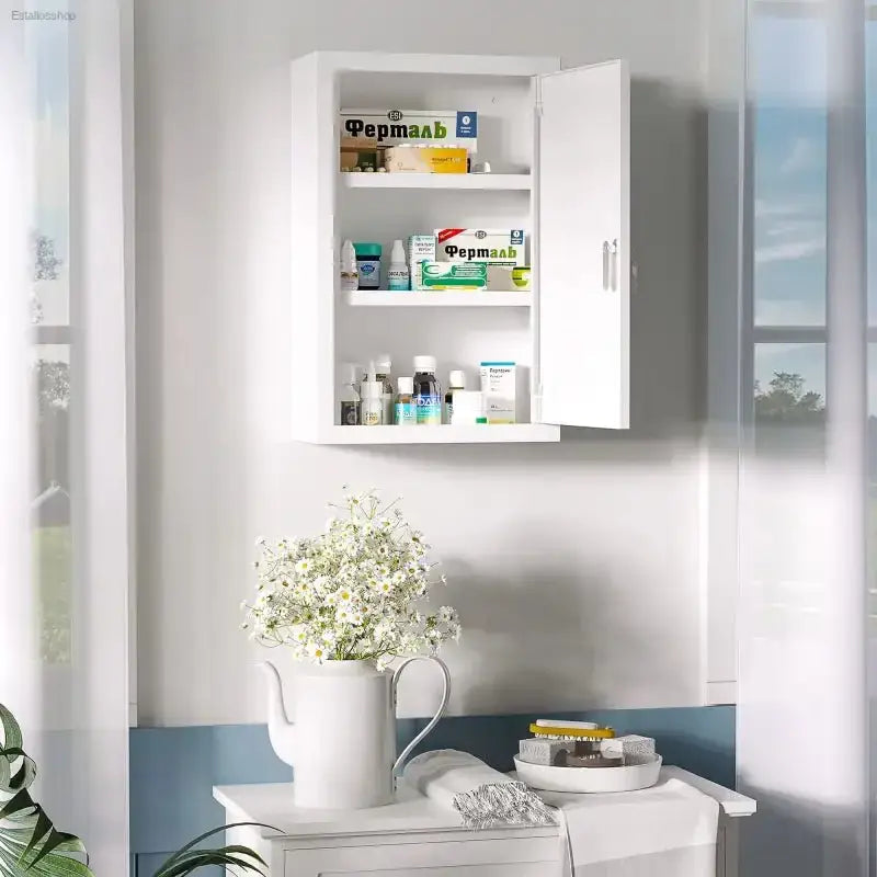Kleankin Lockable Medicine Cabinet with Three Shelves for Organized Bathroom Storage - EstaliosShop