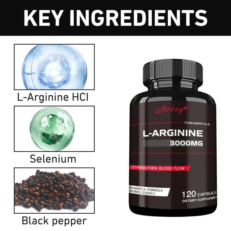 L-Arginine Capsules - Boost Energy, Muscle & Endurance - Estalios