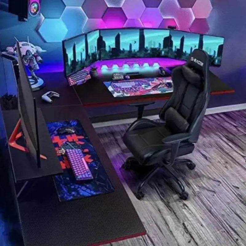 L Shaped Gaming Desk Computer Corner Desk with Monitor Stand - Estalios