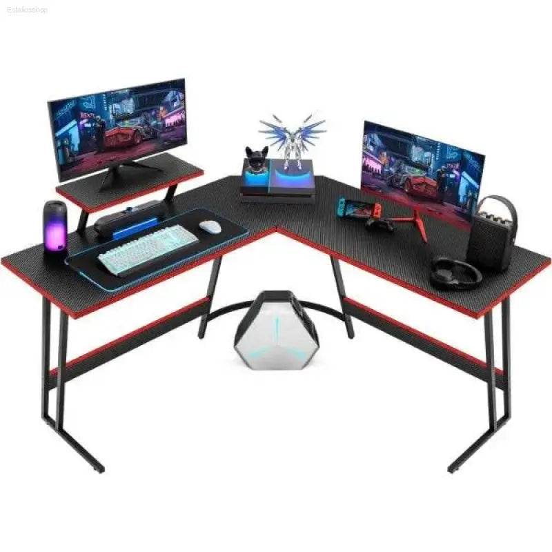 L Shaped Gaming Desk Computer Corner Desk with Monitor Stand - Estalios