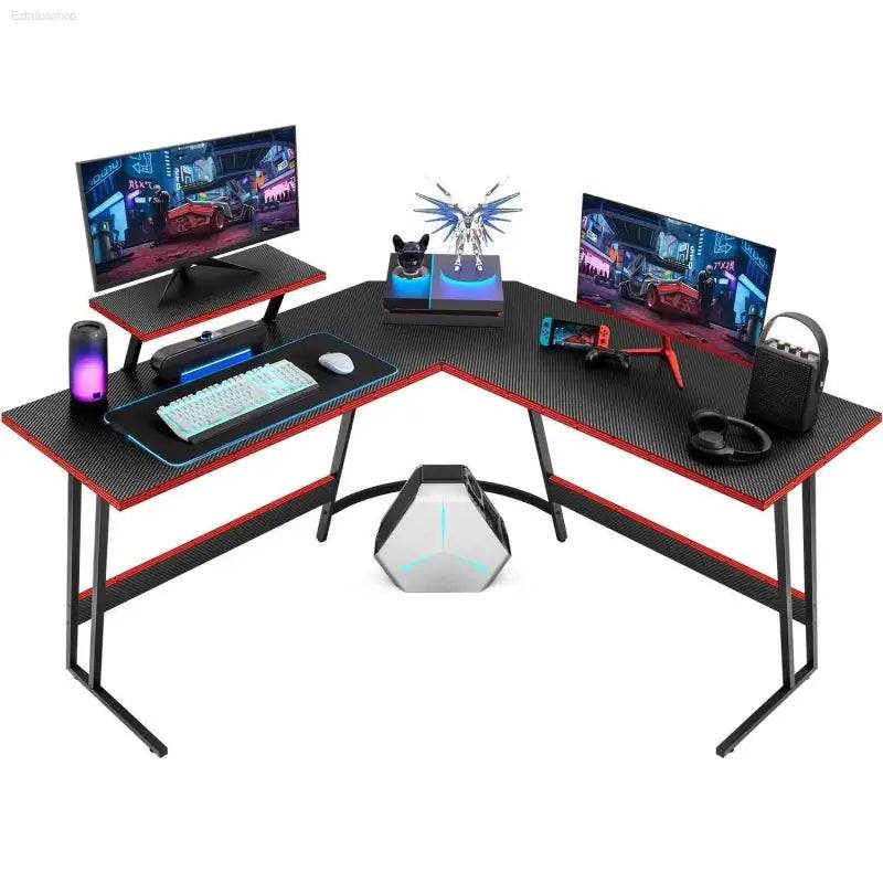 L Shaped Gaming Desk Computer Corner Desk with Monitor Stand - Estalios