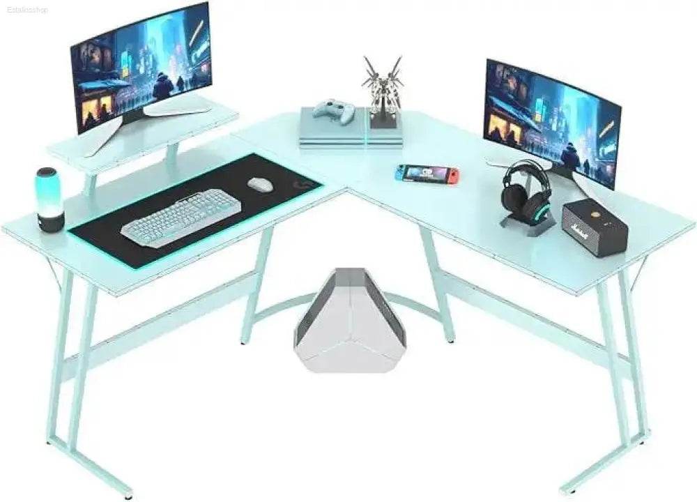 L Shaped Gaming Desk Computer Corner Desk with Monitor Stand - Estalios