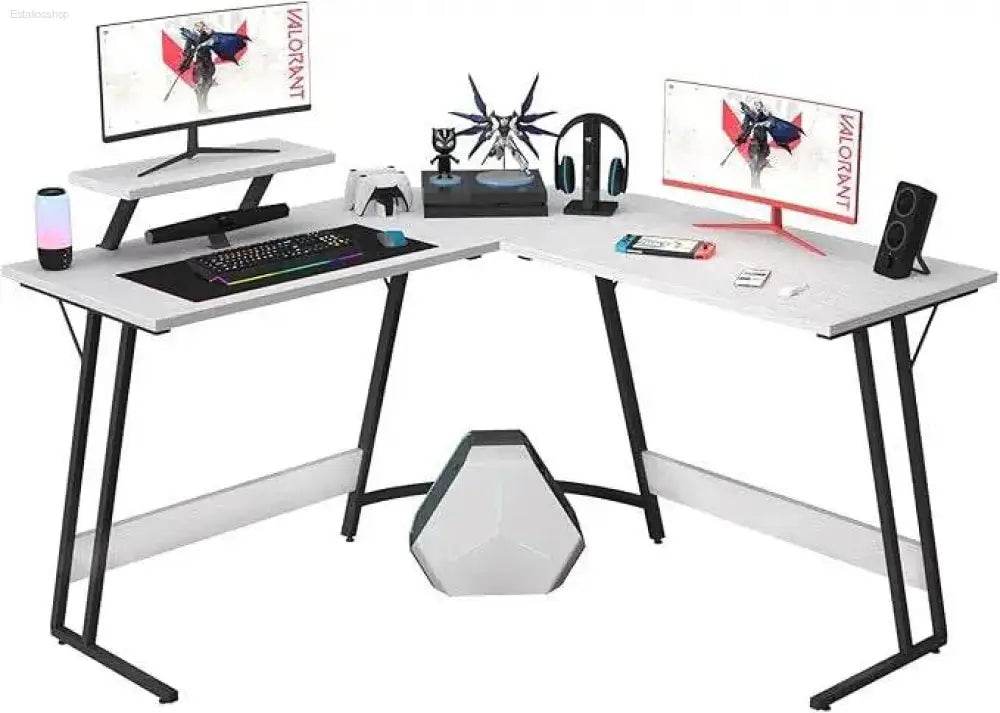 L Shaped Gaming Desk Computer Corner Desk with Monitor Stand - Estalios