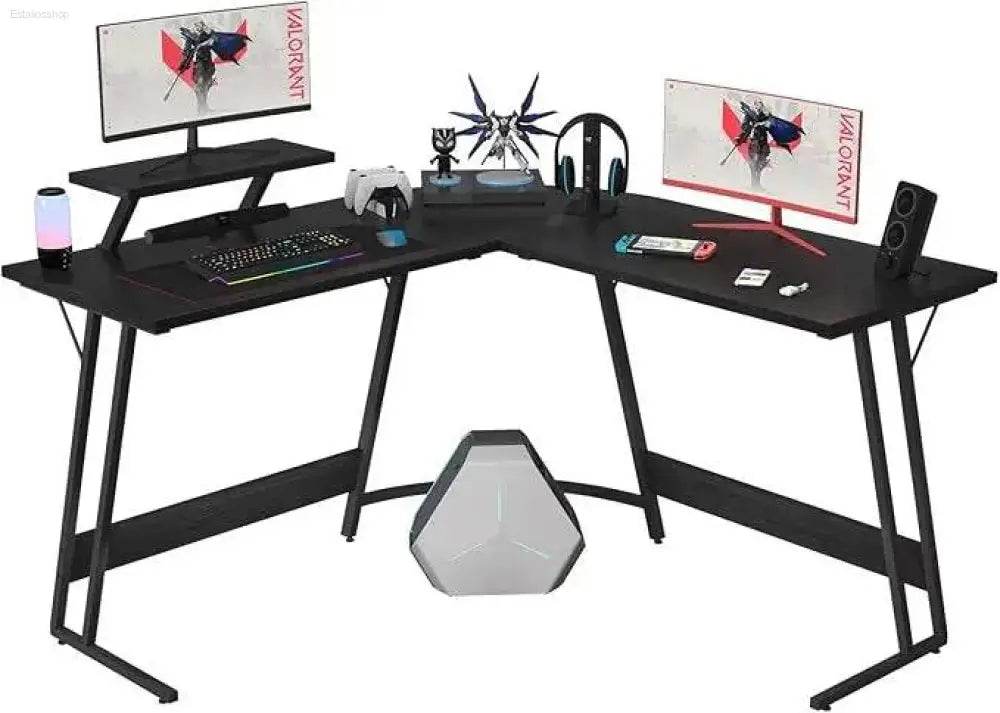 L Shaped Gaming Desk Computer Corner Desk with Monitor Stand - Estalios