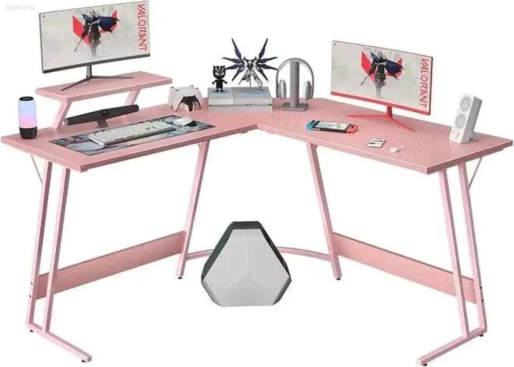 L Shaped Gaming Desk Computer Corner Desk with Monitor Stand - Estalios