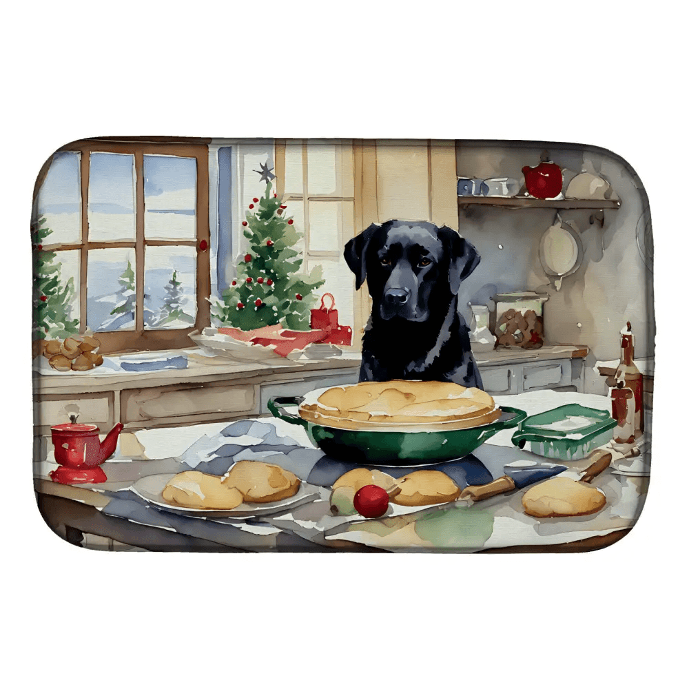 Labrador Retriever Christmas Dish Drying Mat for Countertops - Estalios