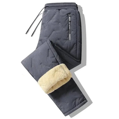 Gray quilted Lambswool fleece sweatpants for cozy winter warmth and style