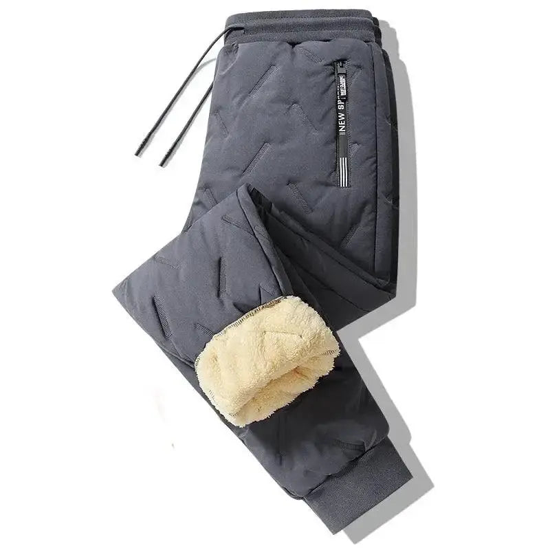 Gray quilted winter sweatpants for men, perfect fleece sweatpant lambswool for warmth